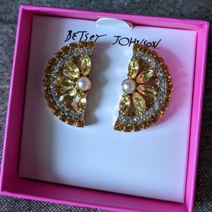 Betsey Johnson lemon slice gem earrings